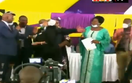 Senator Millicent Omanga during commotion at a funeral on February 1, 2021