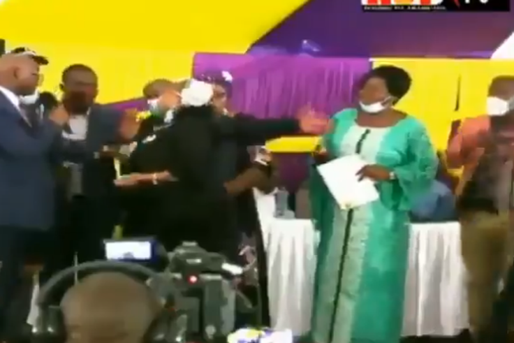 Senator Millicent Omanga during commotion at a funeral on February 1, 2021