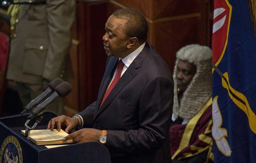 President Uhuru Kenyatta in parliament while making the State of the Nation address.