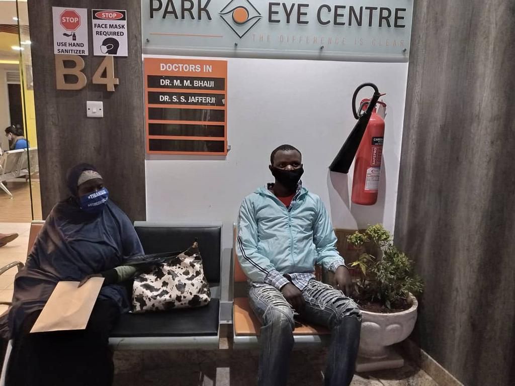 Najib in hospital with his mother Amina Nyakoa