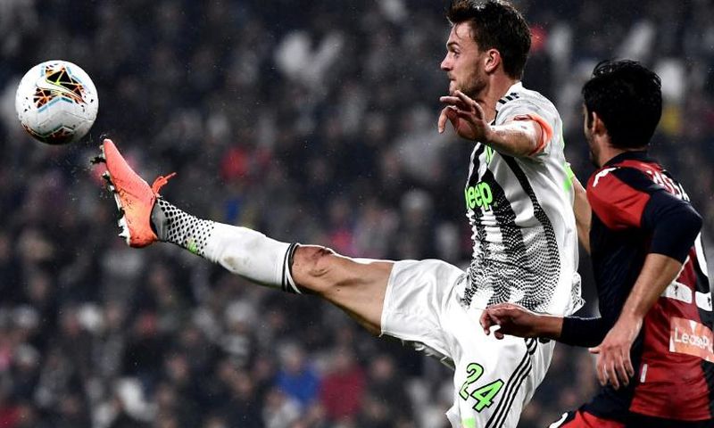 Juventus defender Daniele Rugani (left) has ended his loan deal at Rennes to go to Cagliari