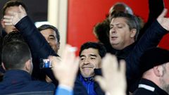 Diego Maradona received the applaus of Neapolitan fans when he visited the San Paolo Stadium  for an Italian Cup semi-final in 2014