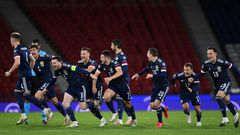 Spot on: Scotland won their first ever penalty shootout to beat Israel