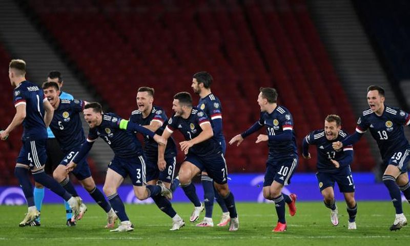 Spot on: Scotland won their first ever penalty shootout to beat Israel