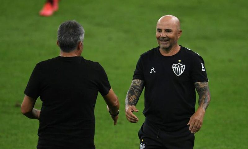 Jorge Sampaoli (R) is believed to be close to taking over at Marseille after confirming his departure from Brazilian side Atletico Mineiro
