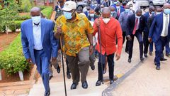 CSs Fred Matiang'i, Mutahi Kagwe and Keriako Tobiko during a recent visit to Kajiado