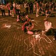 People light candles during a protest against violence and the recent massacres in the country, in Medellin, Colombia, on September 4, 2020