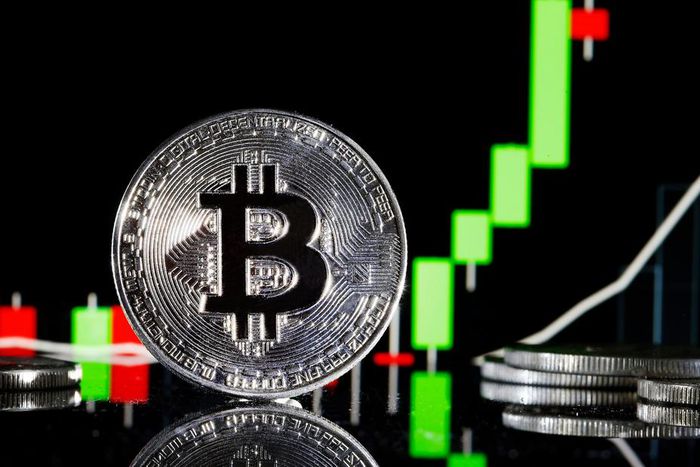 A visual representation of the digital Cryptocurrency, Bitcoin.