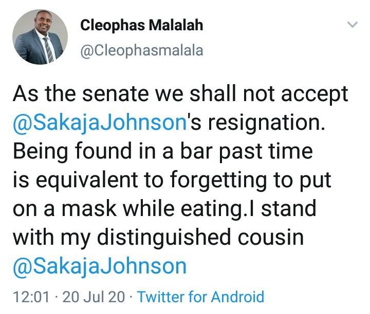 Senator Cleophas Malala, Machel Waikenda bow to pressure and pull down tweets opposing Johnson Sakaja's resignation