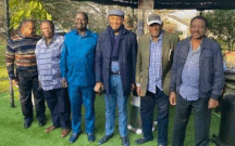 ODM leader Raila Odinga (third left) with (from left) Maoka Maore, Cotu secretary general Francis Atwoli, former Gatanga MP Peter Kenneth, David Murathe and Siaya Senator James Orengo