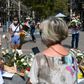 Relatives of the 16 dead laid white carnations on Barcelona's Las Ramblas boulevard where on August 17, 2017 a van mowed down pedestrians leaving behind a trail of bodies