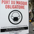 A sign warns passersby that masks are mandatory in Lille, northern France in August 2020
