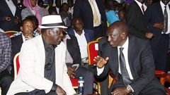 File Image of  Former PM Raila Odinga with DP William Ruto