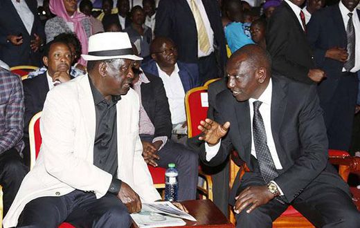 File Image of  Former PM Raila Odinga with DP William Ruto