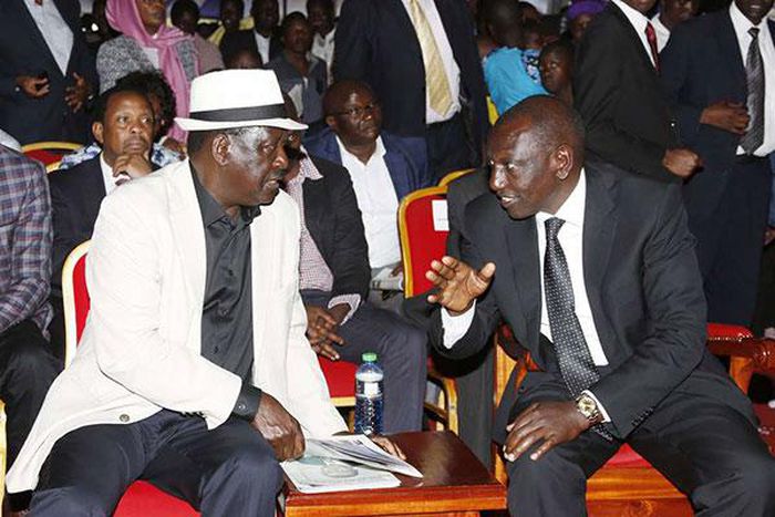 File Image of  Former PM Raila Odinga with DP William Ruto