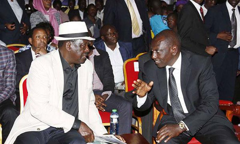 File Image of  Former PM Raila Odinga with DP William Ruto