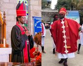 Bahati and Khaligraph Jones in Bishop gowns