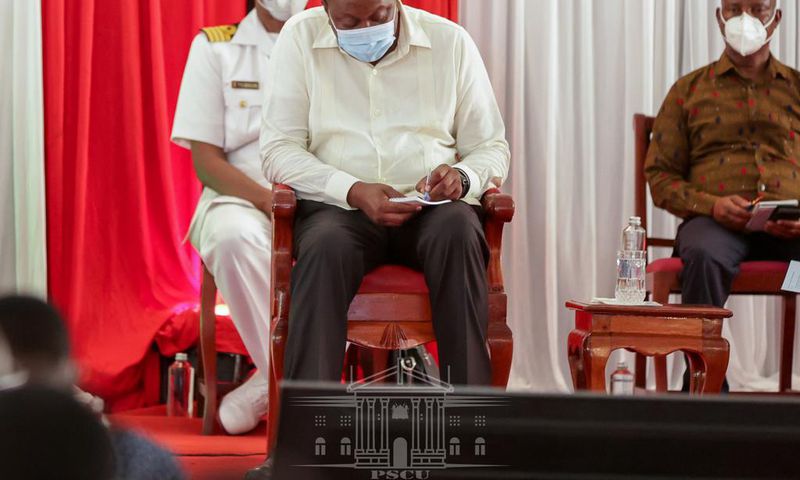 President Uhuru Kenyatta during the Health Sector Intergovernmental Forum on Universal Health Coverage in Mombasa County
