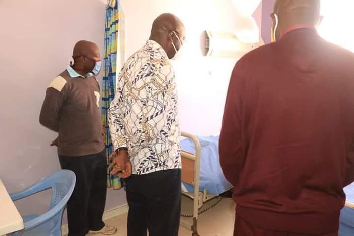 Bungoma Deputy Governor Charles Ngome (white patterned shirt) during a past hospital visit