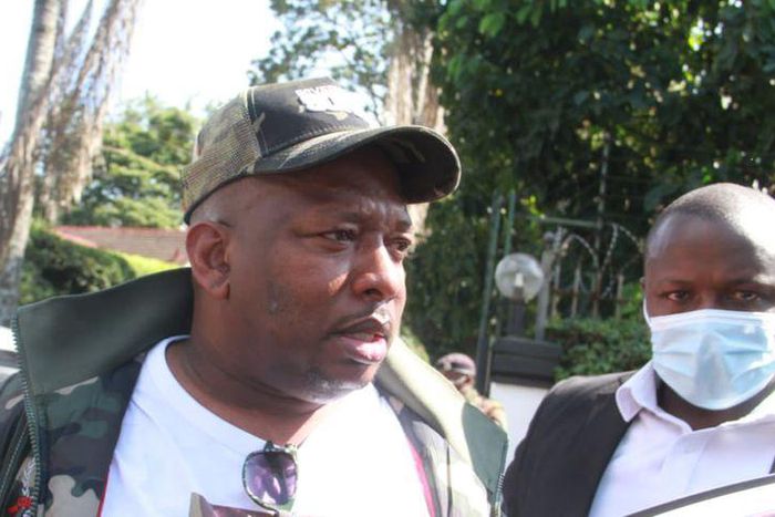 Nairobi Governor Mike Sonko after police disrupted his press conference at Lavington, Nairobi