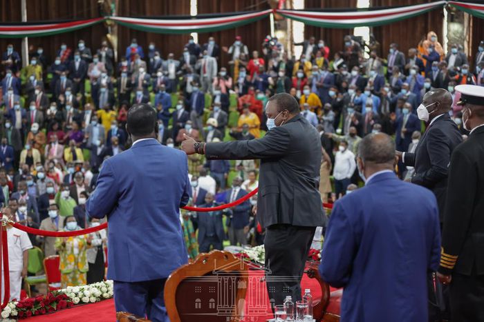 President Uhuru Kenyatta at Bomas of Kenya during the BBI launch