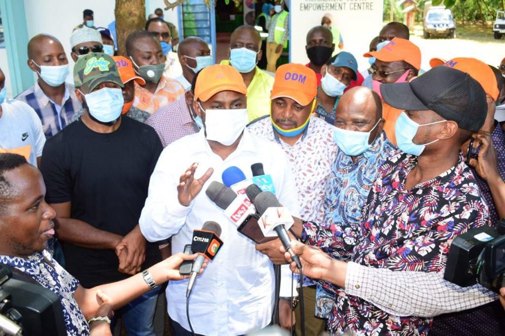 ODM party officials speaking after Msambweni by-election candidate Omar Boga was cleared to vie by IEBC