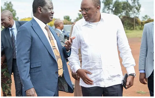 File image of President Uhuru Kenyatta with Raila Odinga