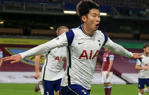 Son Heung-min celebrates his goal against Burnley