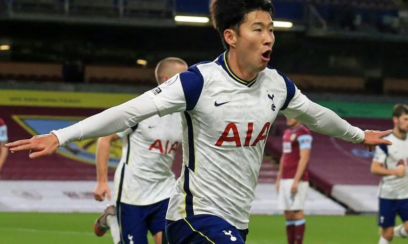 Son Heung-min celebrates his goal against Burnley