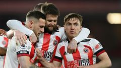 Billy Sharp (left)scored the winner as Sheffield United ended a 20-game run without a win in the Premier League
