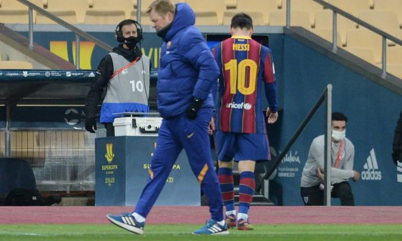 Barcelona's Argentinian forward Lionel Messi was sent off as Athletic Bilbao won the Spanish Super Cup on Sunday.