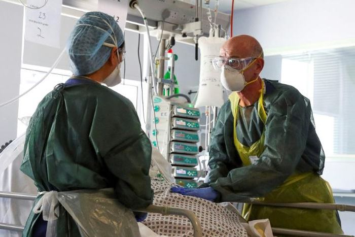 Medical staff in intensive care routinely wear full protective equipment