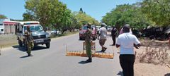 Roadblock outside Ukunda showground, Kwale County
