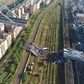 Dozens of cars and several trucks crashed onto railway tracks when the Morandi motorway bridge collapsed in August 2018 killing 43 people
