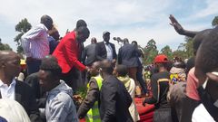 Deputy President William Ruto addressing a crowd at the Sironga Stadium in Nyamira County
