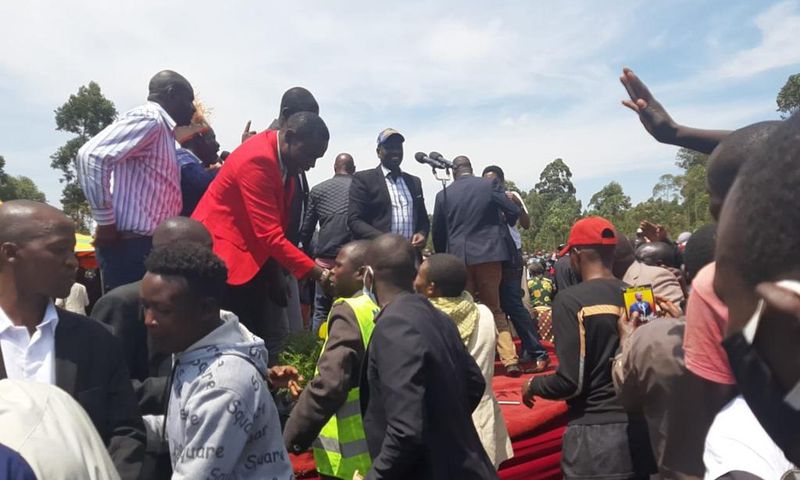 Deputy President William Ruto addressing a crowd at the Sironga Stadium in Nyamira County
