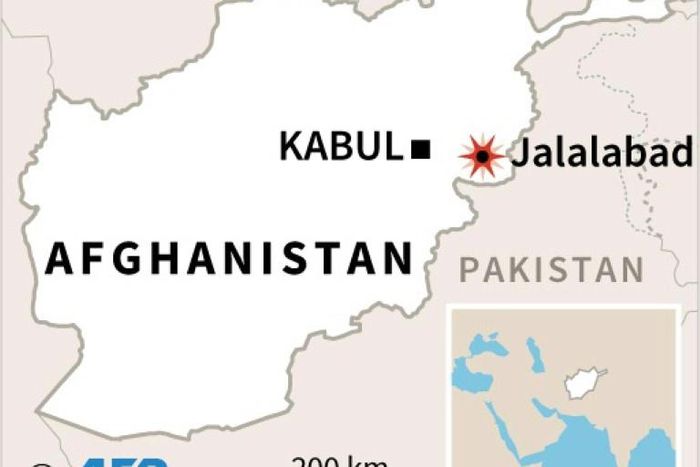Map of Afghanistan locating Jalalabad, where armed men stormed a prison in eastern Afghanistan on Sunday