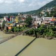 Lakshman Jhula is a footbridge over the Ganges river in India, made famous by the Beatles in the 1960s