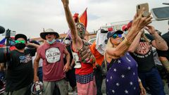 As tensions rise in the US, Trump supporters scream at counter-protestors in Los Angeles, California