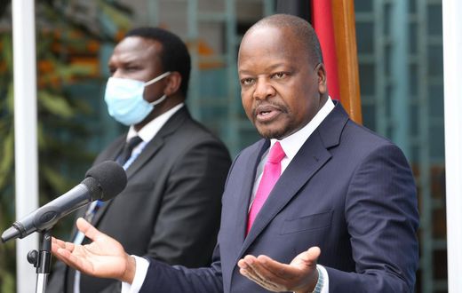 Health CS Mutahi Kagwe during a past Covid-19 press update