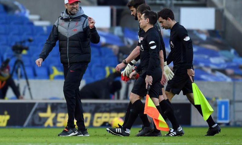 Liverpool boss Jurgen Klopp (left) was left frustrated by dropped points, VAR reviews and another injury after a 1-1 draw at Brighton