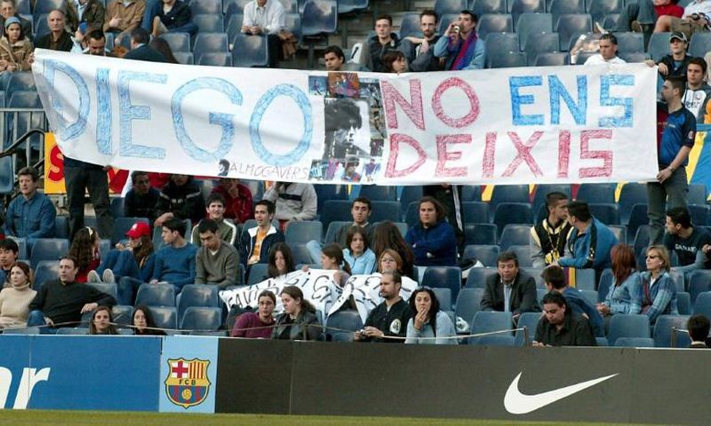 In 2004, when Maradona suffered a health scare, Barcelona fans pleaded with him in Catalan not to die