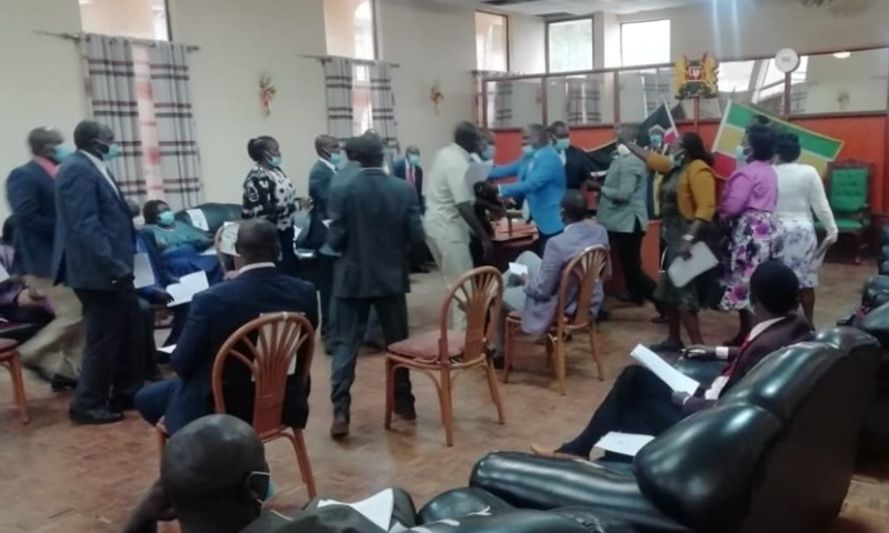 Chaos in Baringo as MCAs fight over debating BBI Bill (Video)