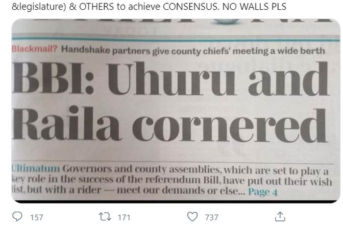 Tweet by Deputy President William Ruto