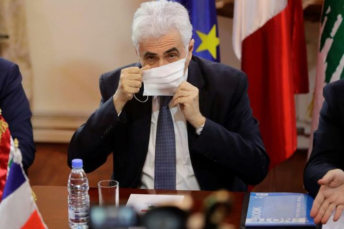 Lebanon's Nassif Hitti, who resigned as foreign minister on Monday, pictured on July 23 before receiving his French counterpart Jean-Yves Le Drian in Beirut