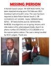 Poster of missing lawyer Ben Njau Kayai