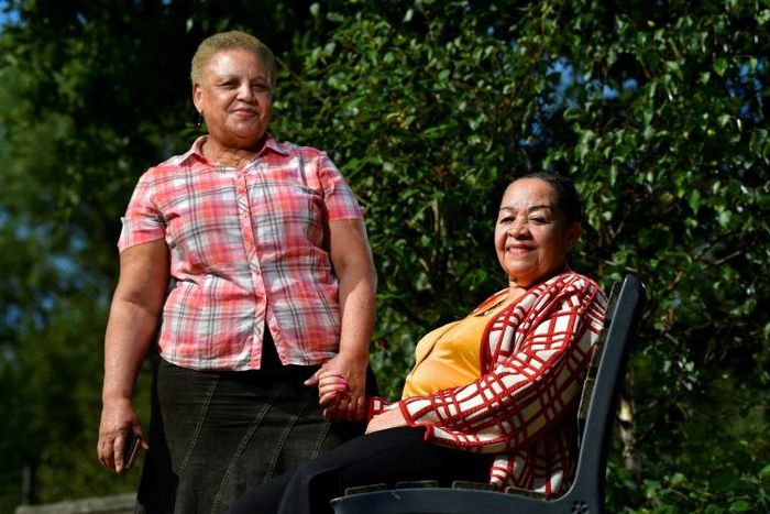 Lea Mujinga Tavares (R) and Simone Vandenbroeck are among the women suing Belgium