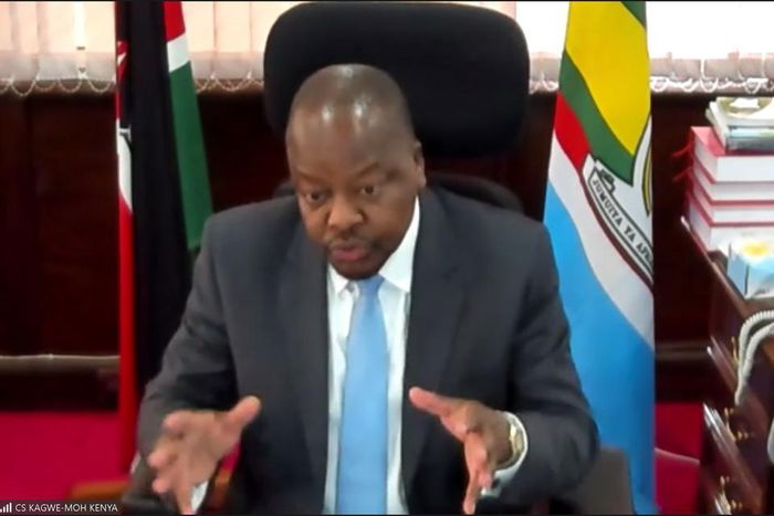 Health CS Mutahi Kagwe during a virtual session with the Senate Health Committee