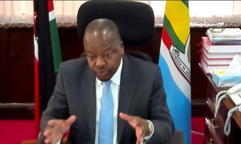 Health CS Mutahi Kagwe during a virtual session with the Senate Health Committee