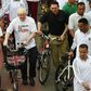 Boris Johnson, seen in his mayor of London days on a visit to Jakarta, says the coronavirus is a 'wake-up call' to the risks of being overweight and junk food advert bans and more biking can help tackle the issue